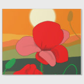 Poppie weide bij zonsondergang cadeaupapier (Vlak)