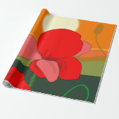 Poppie weide bij zonsondergang cadeaupapier (Uitgerold)