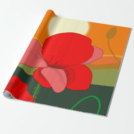 Poppie weide bij zonsondergang cadeaupapier