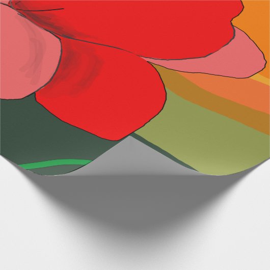 Poppie weide bij zonsondergang cadeaupapier (Hoek)