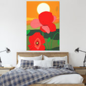 Poppie weide bij zonsondergang canvas afdruk (Insitu (Slaapkamer))