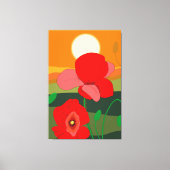 Poppie weide bij zonsondergang canvas afdruk (Voorkant)