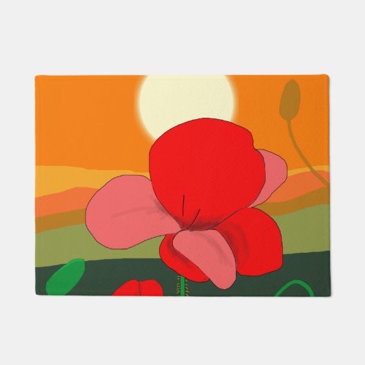 Poppie weide bij zonsondergang deurmat (Voorkant)