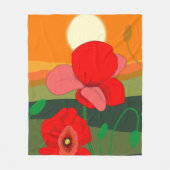 Poppie weide bij zonsondergang fleece deken (Voorkant)