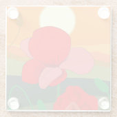 Poppie weide bij zonsondergang glazen onderzetter (Achterkant)