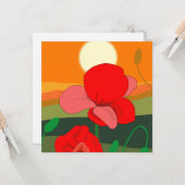 Poppie weide bij zonsondergang kaart (Voorkant / Achterkant in situ)