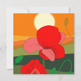 Poppie weide bij zonsondergang kaart