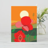 Poppie weide bij zonsondergang kaart (Staand voorkant)