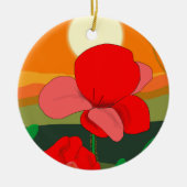 Poppie weide bij zonsondergang keramisch ornament (Voorkant)