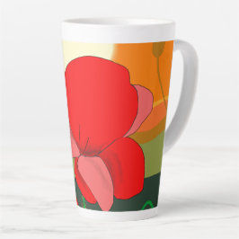 Poppie weide bij zonsondergang latte mok