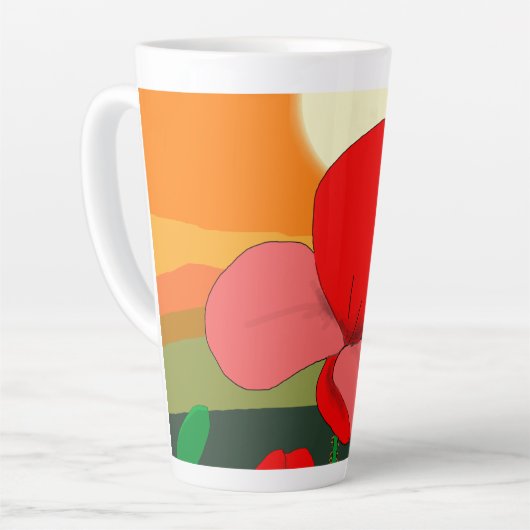 Poppie weide bij zonsondergang latte mok (Linkerhoek)