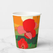 Poppie weide bij zonsondergang papieren bekers (Achterkant)