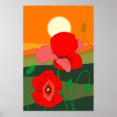 Poppie weide bij zonsondergang poster (Voorkant)