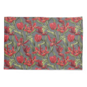 Poppie zaadachtergrond met rode tulpen kussensloop (Achterkant)