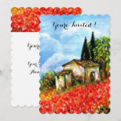 POPPIËNTEN TUSCANY LANDSCAPE Red Flower Fields Whi Kaart (Voorkant / Achterkant)