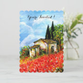 POPPIËNTEN TUSCANY LANDSCAPE Red Flower Fields Whi Kaart (Staand voorkant)