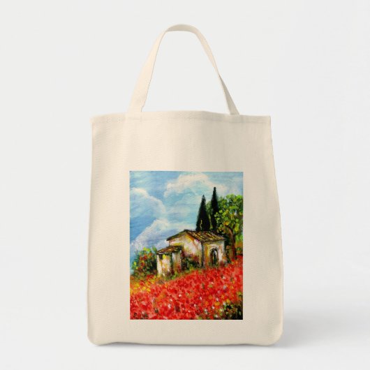 POPPIËNTEN VOOR TADSCAPE Red Flower Fields Tote Bag (Voorkant)