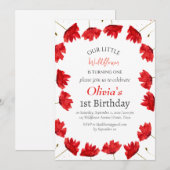 Poppies 1e Verjaardag Meisje Red Floral Kaart (Voorkant / Achterkant)