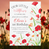 Poppies 1e Verjaardag Meisje Red Floral Kaart