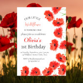 Poppies 1e Verjaardag Meisje Red Floral Kaart