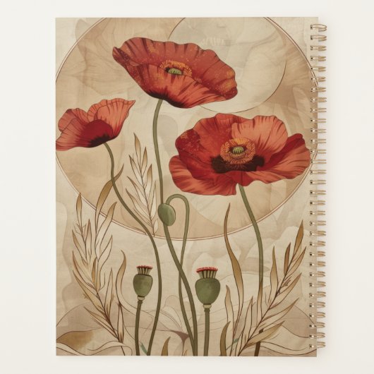 Poppies 20XX Classic Spiral Planner Digitale Kunst (Achterkant)
