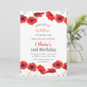 Poppies 2e verjaardag meisje rode bloemen kaart (Staand voorkant)