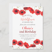 Poppies 2nd Second Birthday Girl Red Floral  Kaart (Voorkant)