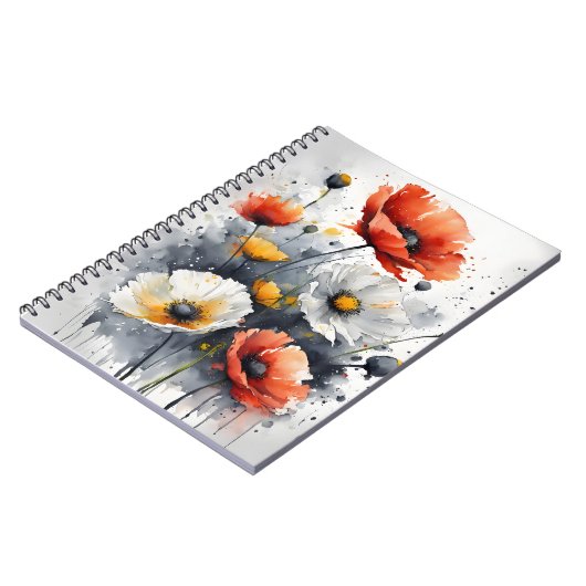 Poppies and daisies - Watercolor flowers Notitieboek (Linkerzijde)