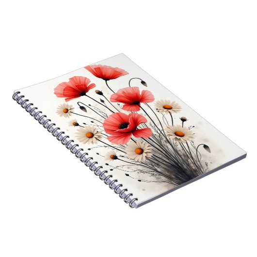 Poppies and daisies - Watercolor flowers Notitieboek (Rechterzijde)