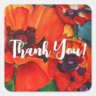 Poppies Art Hartelijk dank, vierkante Sticker