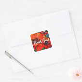 Poppies Art Hartelijk dank, vierkante Sticker (Envelop)