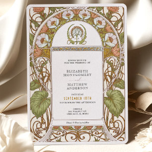Poppies Art Nouveau bruiloft Kaart