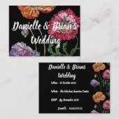  Poppies Black Wedding Invitation Flat Kaart Notitiekaartje (Voorkant / Achterkant)