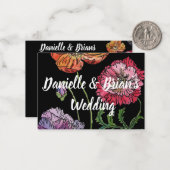  Poppies Black Wedding Invitation Flat Kaart Notitiekaartje (Voorkant / Achterkant in situ)