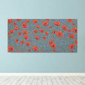 Poppies Blauwe Vlinders Canvas Afdruk (Insitu (Houten vloer))