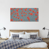 Poppies Blauwe Vlinders Canvas Afdruk (Insitu (Slaapkamer))