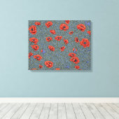 Poppies Blauwe Vlinders Canvas Afdruk (Insitu (Houten vloer))