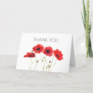 Poppies Bloemen 2e verjaardagsfeest Dank u Bedankkaart