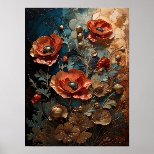 Poppies - bloemen digitale kunst poster (Voorkant)