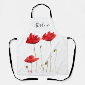 Poppies Bloemenrood Poppy Botanische Kunst Zomer Schort (Voorkant)
