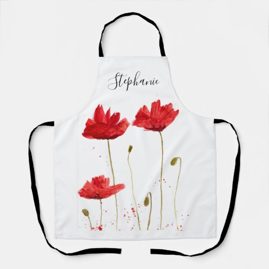 Poppies Bloemenrood Poppy Botanische Kunst Zomer Schort (Voorkant)