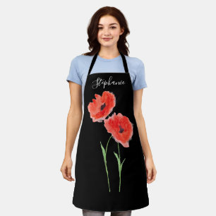 Poppies Bloemenrood Poppy Botanische Kunst Zomer Schort