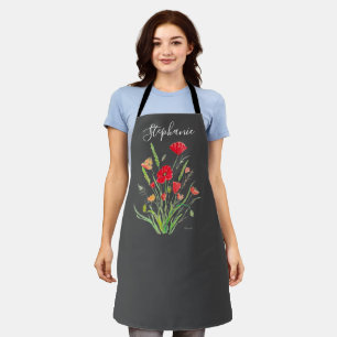 Poppies Bloemenrood Poppy Botanische Kunst Zomer Schort