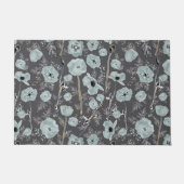 Poppies Blue Grey Black Waterverf Floral Pattern Deurmat (Voorkant)