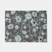 Poppies Blue Grey Black Waterverf Floral Pattern Deurmat (Voorkant)