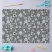 Poppies Blue Grey Charcoal Floral Tissuepapier (Craft)