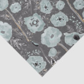 Poppies Blue Grey Charcoal Floral Tissuepapier (Detail)