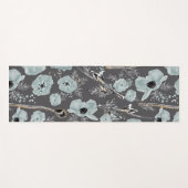 Poppies Blue Grey Charcoal Waterverf Flora Yogamat (Voorkant (horizontaal))