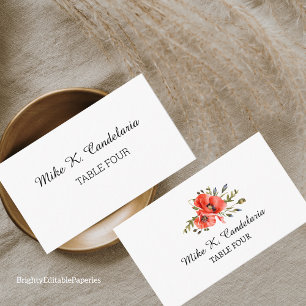Poppies Boeket Place Card Sjabloon