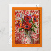 Poppies Briefkaart met een Oranje grens (Voorkant / Achterkant)